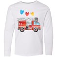 thumbnail image 3 of Inktastic Valentine's Day Fire Truck with Hearts Long Sleeve Youth T-Shirt, 3 of 5