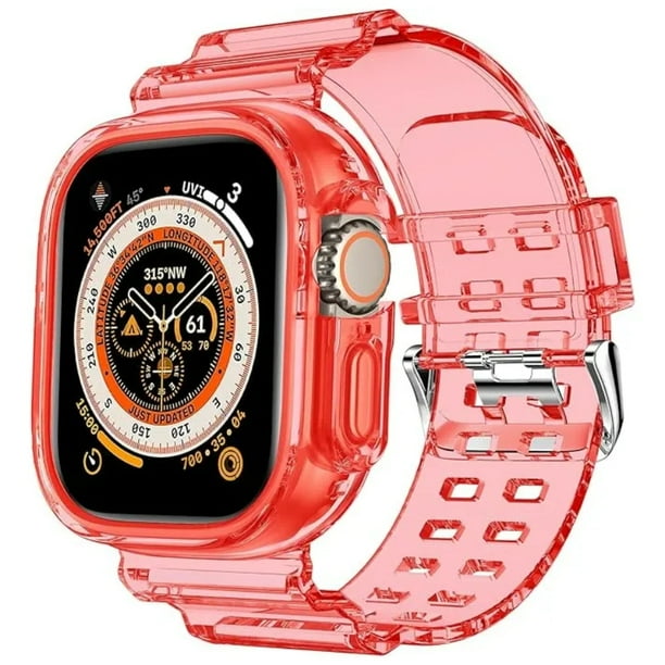 Correa de Silicona Transparente con Case para Apple Watch, Compatible con Todas las Series