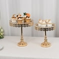 thumbnail image 4 of BalsaCircle 2 pcs 12" and 10" Gold Round Metal Pedestal Cake Stand with Mirror Top Party Display Dessert Riser Pedestal, 4 of 8