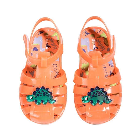 FSYBOA Girls Jelly Sandals Size 13(Little Kids), Adjustable Strap Closed Toe Holiday Waterproof Girls Beach Shoes Orange