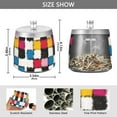 thumbnail image 2 of Yayeee Ashtray with Lid for Cigarette Smokeless Stainless Steel Home Ash Holder, White Checkered Pattern, 2 of 7