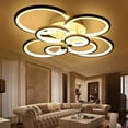 thumbnail image 3 of Fichiouy Modern LED Ceiling Lights Acrylic 8 Circle Ring Chandelier Lamp Fixture Dimming 3 Colors with Remote Control Black 150W, 3 of 8