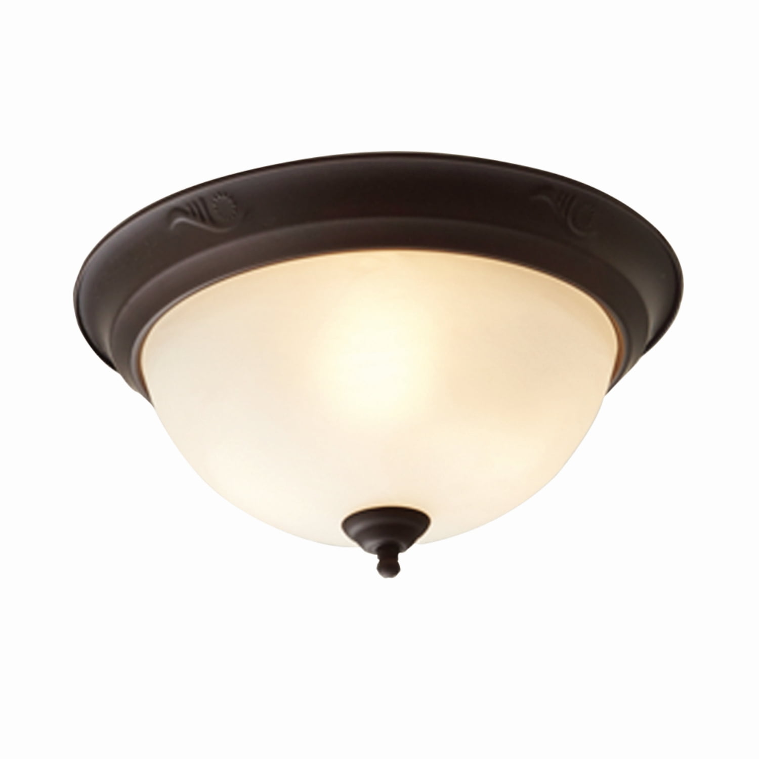 Mainstays Classic 15" Bronze Flush Mount Hardwired Ceiling Light, Light Bulb Included, Non Dimmable