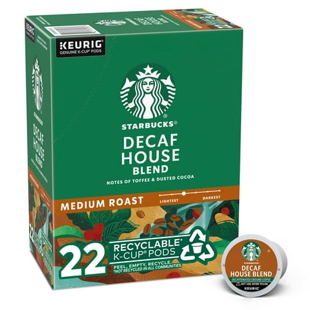 Starbucks, Decaf House Blend Medium Roast K-Cup Coffee Pods, 22 Count K Cups