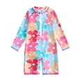 thumbnail image 3 of ATAIKU 18M-7Y Baby Girls One Piece Swimsuit Kids Rash Guard Zipper Bathing Suit UPF 50+ Toddler Sunsuit Swimwear - Flowers, 3 of 9