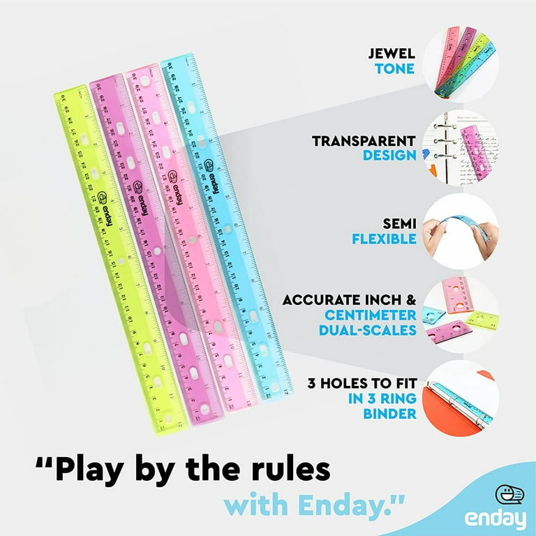 LYDTICK 64 Pack Rulers 12 Inch in Bulk Plastic Rulers for Kids Back to  School