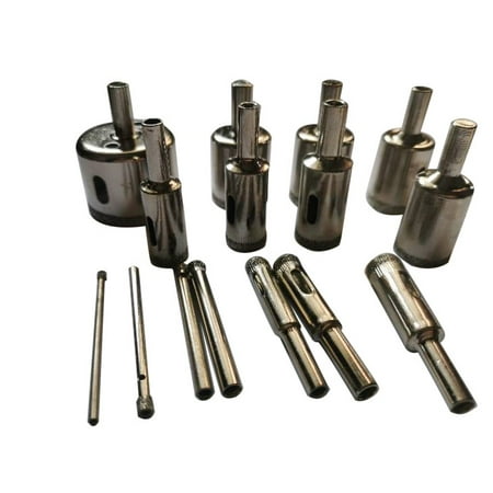 

JeashCHAT 15PC 3-42mm Diamond Hole Saw Drill Set 100 Grits Tile Glass Drill Clearance