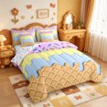 thumbnail image 2 of Manfei Multicolor Drip Cream 7-Piece King Bedding,Abstract Geometric Rhombus King Bed in a Bag,Colorful Stars Reversible, 2 of 7