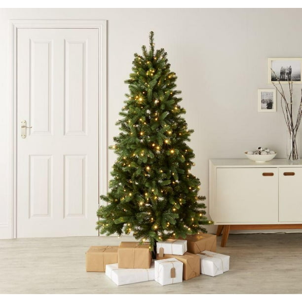 5Ft, 6Ft, 7Ft, 8Ft) Pre-Lit Artificial Christmas Tree W/ Hinged Tips And Foldable Stand - Walmart.com