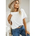 thumbnail image 3 of Women's Elegant White Eyelet Pattern Boat Neck Casual Tee | [ZhiHiMeRi] | (US 12-14)L, 3 of 12