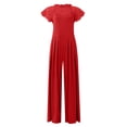thumbnail image 4 of Women's Lace Cap Sleeve Wide Leg Jumpsuit Elegant High Neck Dressy Party Outfit, 4 of 6