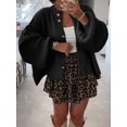 thumbnail image 3 of Jersey tipo cárdigan Saodimallsu de punto grueso de gran tamaño negro para mujer, 3 of 5