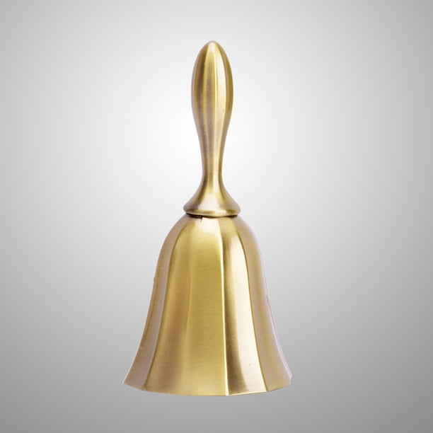 Yooyan Cloche de table classique - En laiton doré - Clochette en métal avec poignée en bois - Pour l'école, le dîner à la réception, le service d'hôtel, les mariages, les événements Yooyan Cloche de table classique - En laiton doré - Clochette en métal avec poignée en bois - Pour l'école, le dîner à la réception, le service d'hôtel, les mariages, les événements