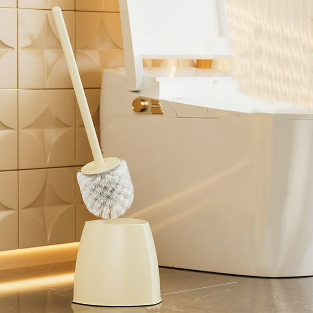 Cepillo de inodoro con cerdas duras | Limpiador de inodoro con mango largo para baño | Diseño moderno y compacto con base estable | Cabezal lavable y fácil de instalar