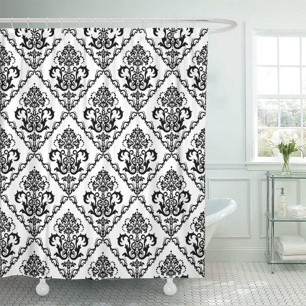 KSADK Diamond Black White Floral Damask Baroque Amazing Antique
