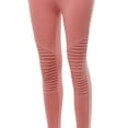 thumbnail image 4 of A2Y Women's Solid Basic Cotton Fitted Full Length Moto Leggings Dusty Rose S, 4 of 5
