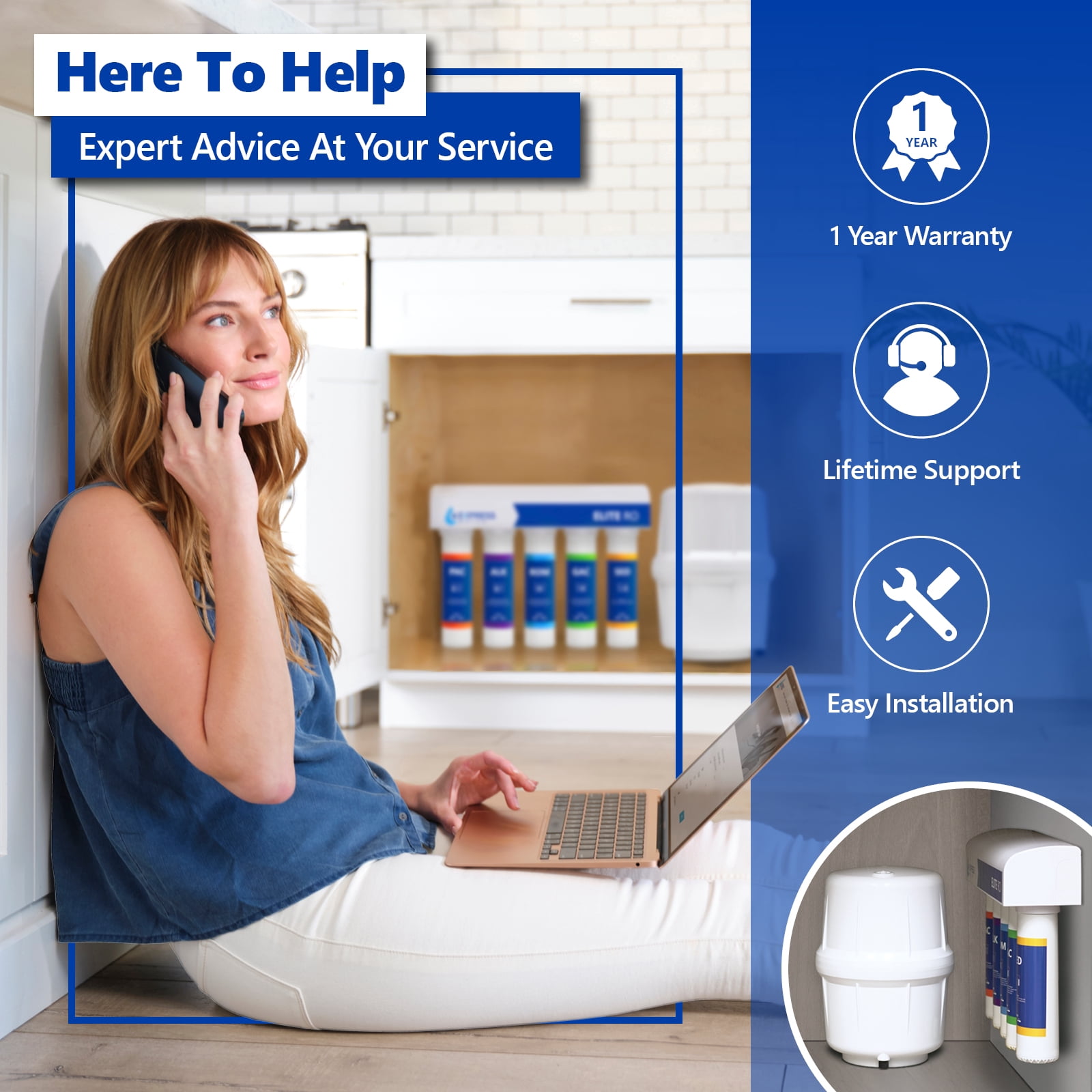 Elite Reverse Osmosis Alkaline Water Filtration System - Quick Twist Filter Change - 9 Stage RO Water Filter - Under Sink Water Filter with Alkaline Filter for added Essential Minerals 100 GPD