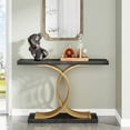 thumbnail image 3 of Tribesigns Gold Console Table, Modern Narrow Sofa Tables with Geometric Golden Legs, Faux Marble White Top Couch Table Foyer Table for Living Room, Entryway, Hallway, Black Gold, 3 of 5