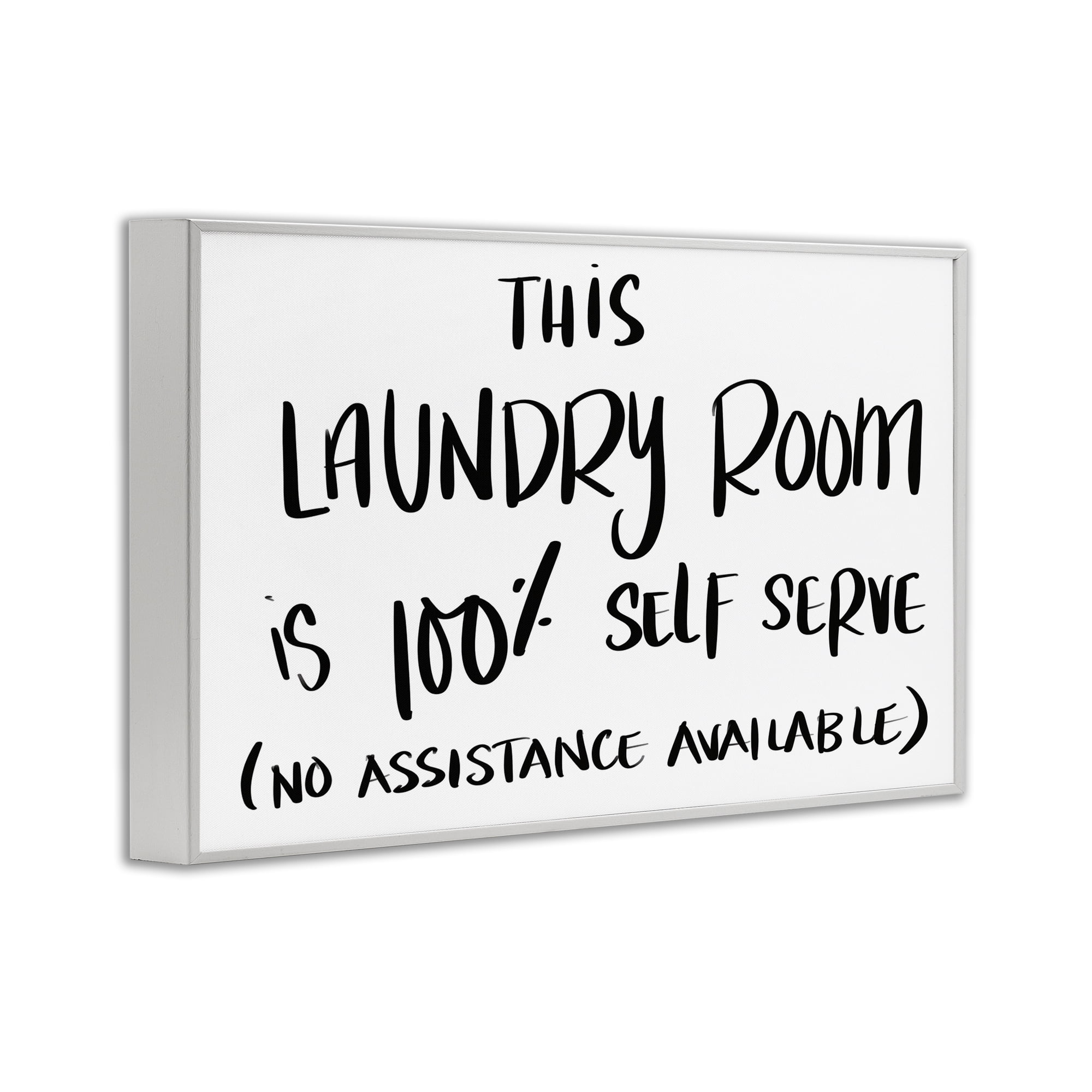Stupell Industries Self Serve Laundry No Assistance White Framed Giclee Art, design by SD Graphics Studio