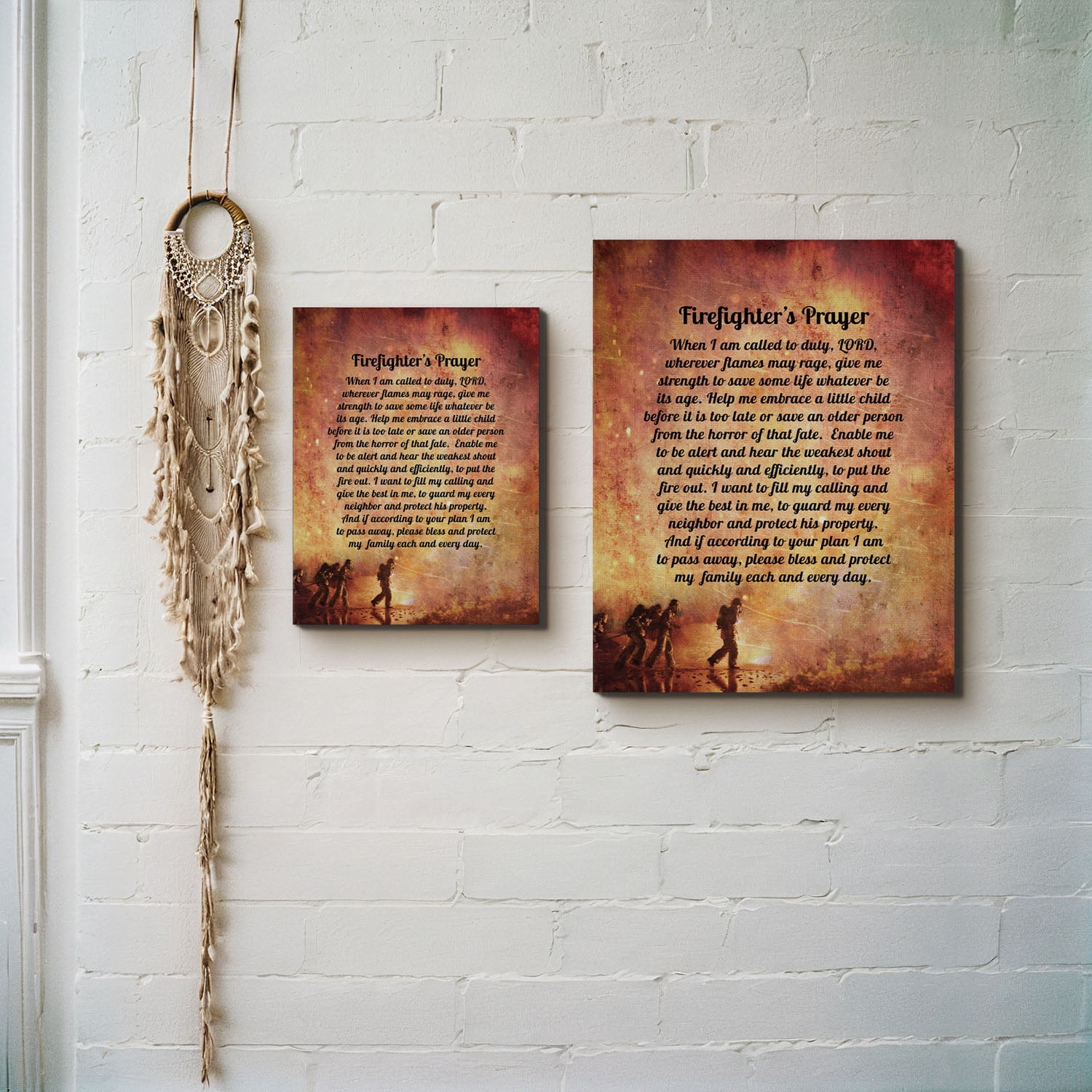 Firefighter Prayer Canvas Print, Firefighter Gifts For Men, Firefighter Decor, Ready To Hang for Living Room Home Wall Decor 11x14