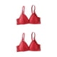 thumbnail image 2 of Minnieouse Sujetador sin aros para mujer, lencería de realce, sujetador de copa de tres esquinas, ropa interior transpirable, Bralette rojo con Rojo S/M 70/75AB 2piezas, 2 of 6