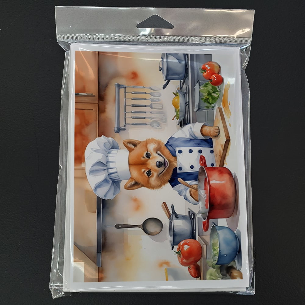 Finnish Spitz The Chef Greeting Cards Pack of 8 7 in x 5 in