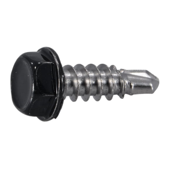 #10-16 x 1/2" Black 410 Stainless Hex Head Self-Drilling Screws (12 pcs.)