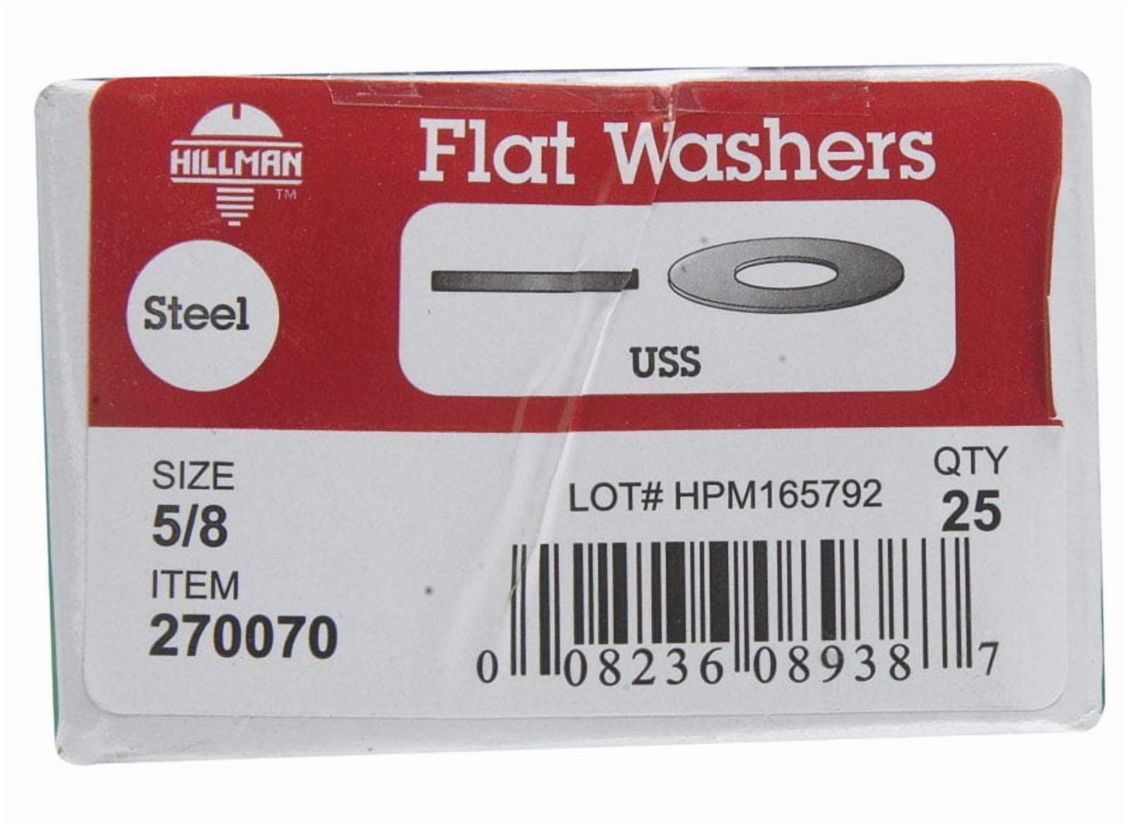 Hillman 270070 Uss Flat Washer, 5/8", Zinc Plated Steel