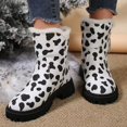 thumbnail image 7 of XIMIN Women Lace up Ankle Booties Platform Boots Fur Lined Walking Hiking Shoes Fashion Leopard Print Suede Plush Insulation Side Zipper Thick Heeled Winter Snow Boots, 7 of 7