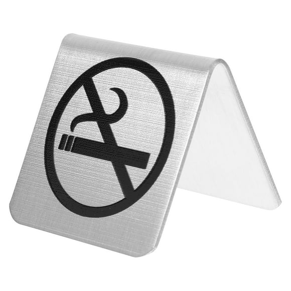 MOVTOTOP Tabletop No-smoking Sign Stainless Steel Table Warning Sign Stop Smoking Table Reminding Sign