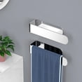 thumbnail image 2 of HUFEEOH 2 Pack Adhesive Hand Towel Holder, Sticky Towel Bar Towel Holder Wall Mounted, Stainless Steel Kitchen Towel Holder Hand Towel Rack for Bahtroom Hotel RV Kitchen (Polished Silver), 2 of 8