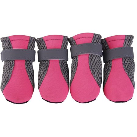 4PCS Waterproof Dog Boots Dog Shoes for Small Dogs No Slip Booties Protector with Reflective Straps Puppy Booties