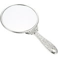 thumbnail image 3 of FRCOLOR Retro Rose Handle Mirror Silver ABS Compact and Practical for Home, 3 of 6