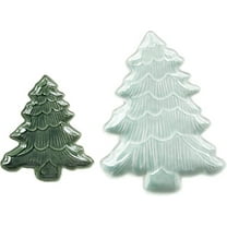 Transpac Ceramic 9.53 in. Multicolor Christmas Iridescent Tree Plates Set of 2