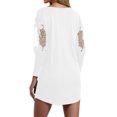 thumbnail image 5 of Women's Casual Dress Long Sleeve V-Neck Printed Lace Trim Loose Fit Comfortable Midi Dress for Spring Fall,White,XL, 5 of 5