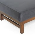 thumbnail image 5 of Temzyl Modern Microfiber Cocktail Ottoman with Wood Frame, Navy Blue and Walnut, 5 of 7