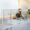 thumbnail image 3 of Medium 60" wide x 20" high Clear Acrylic Tri Fold PLEXIGLASS Protective Shield, Sneeze Guard, Personal Barrier, adjustable heights for pass through on the bottom, 3 of 6