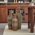thumbnail image 6 of Hand-Woven PVC Rattan Vases Set of 3,GreyBrown and Beige Striped Floor Vases for Home Decor, 6 of 8
