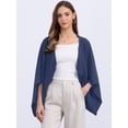 thumbnail image 5 of DARING DIVA Women's Linen Cardigan 3/4 Sleeve Open Front Lightweight Shrug M Dark Blue, 5 of 8