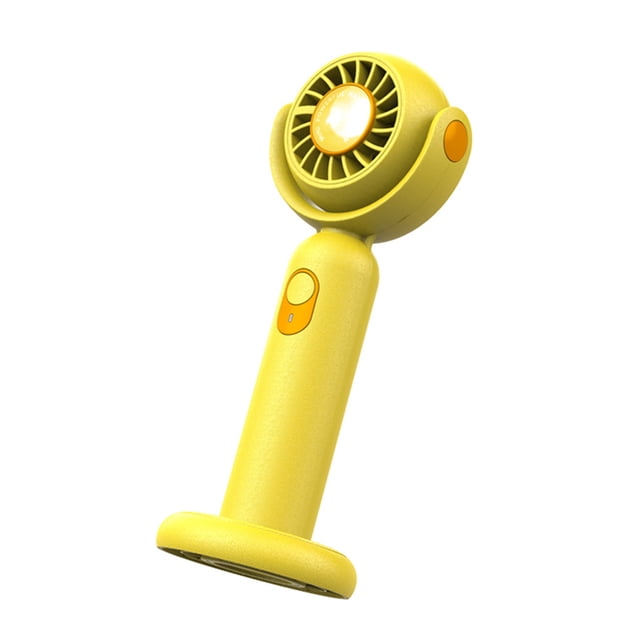 QualitChoice Portable Handheld Fan Rechargeable Adjustable Summer 5W Work Cooling Device Travel Neck Student Plastic Desktop Cooler Yellow