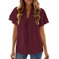 thumbnail image 3 of UVN V Neck Shirts for women Summer Lace Butterfly Sleeve Blouses Ladies Casual Flowy Crochet Tops, 3 of 9