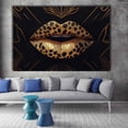 thumbnail image 2 of Mudket Framed Gold Leopard Print Lips Canvas Wall Art, Trendy Leopard Print Wall Decor, Luxury Fashion Animal Wall Art Ready to Hang - 12"L x 8"W, 2 of 10