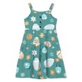 thumbnail image 5 of hengsof Girls Sleeveless Dress Fashion Printed Graphic Button Flowing Layered Casual Camisole Dress Summer Seaside Dress Suitable for 2-12 Years, 5 of 6