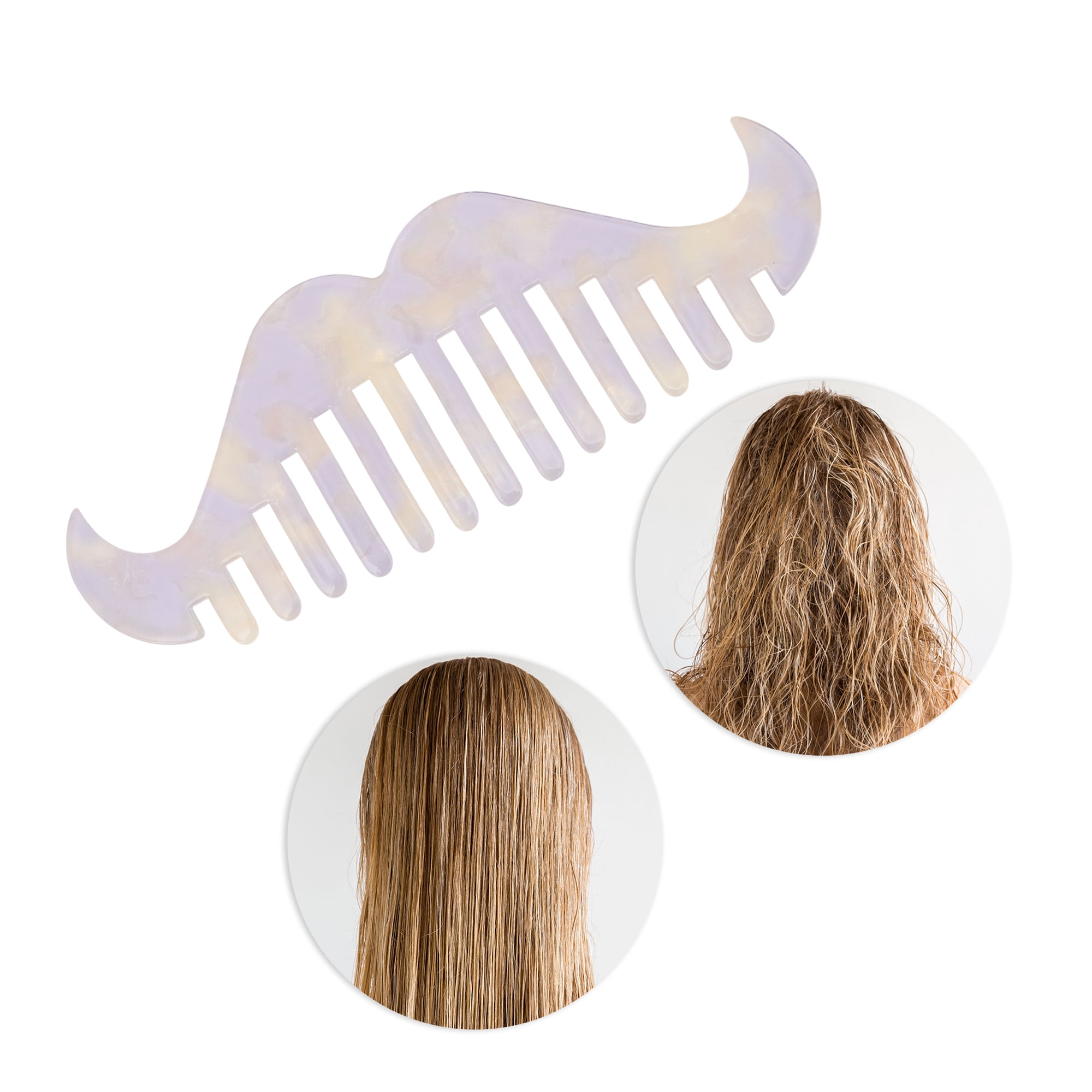 Unique Bargains 1 Pc Portable Beard Shaped Hair Comb for All Hair Types Styles Purple