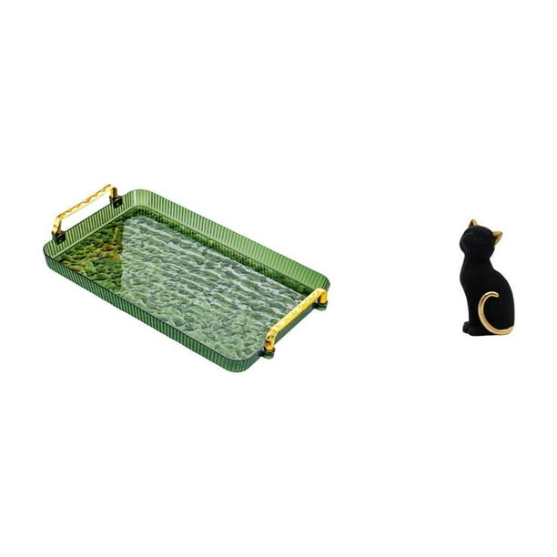 Plato De Postre Con Forma De Gato, Bandeja De Mesa De Centro Con Asa, Bandeja Para Servir, Bandeja Para Guardar Joyas, Figura Decorativa De Resina, Adorno De Escritorio Coleccionable, Escultura