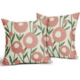 thumbnail image 2 of Spring Green Pink Floral Pillow Covers 16x16 Set of 2 Rustic Art Flower Decorative Throw Pillow Cases Outdoor Farmhouse Decor for Sofa Couch Bed, 2 of 6