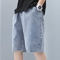 thumbnail image 6 of Cethrio Boys Denim Shorts, Knee Length Casual Relaxed Fit Elastic Waist Jean Shorts Blue Size 10-12, 6 of 7