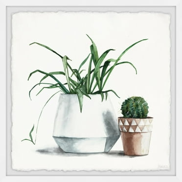 Parvez Taj Potted Green Plants Framed Painting Print