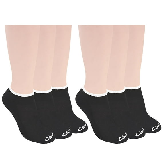 Clarks Women's Half Cushion Low Cut Socks 6 Pair, Black, Women's 4-10 Shoe