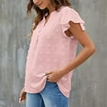 thumbnail image 3 of ZOELNIC Women's Summer V Neck Ruffle Short Sleeve Blouse Business Office Casual Top Shirts,M, 3 of 6